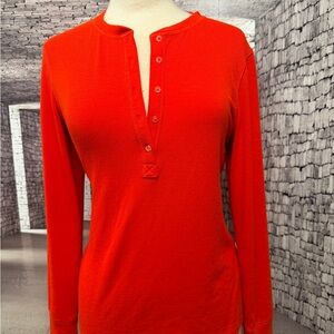 Classic Red Long Sleeve Henley Top